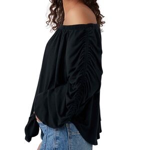 We The Free  Free People Serenade Off-the-Shoulder Top Long Sleeve Black Medium